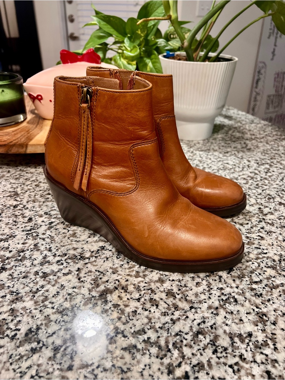 Clarks Tan Leather Booties